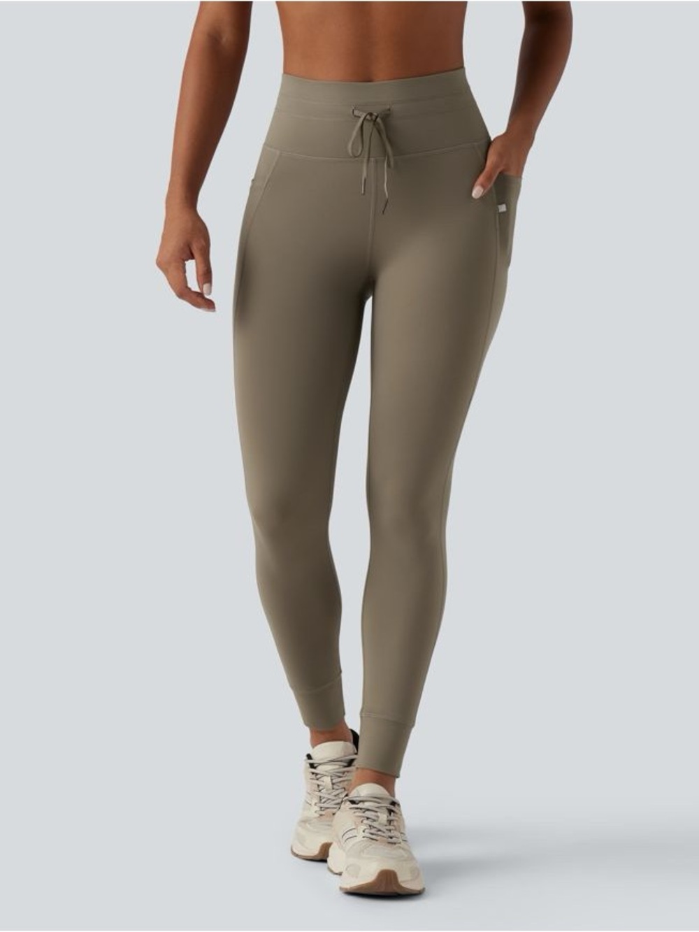 HALARA High-Rise Drawstring Pocket Leggings - Hay Brown